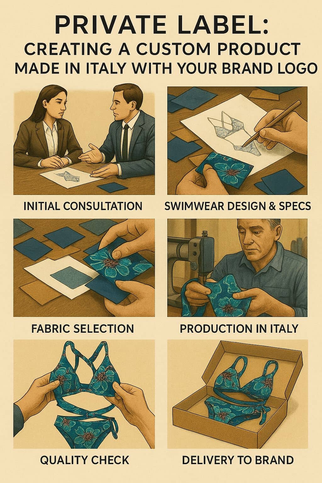 Italian swimwear, bikini, beachwear production, for Private Label made in Italy