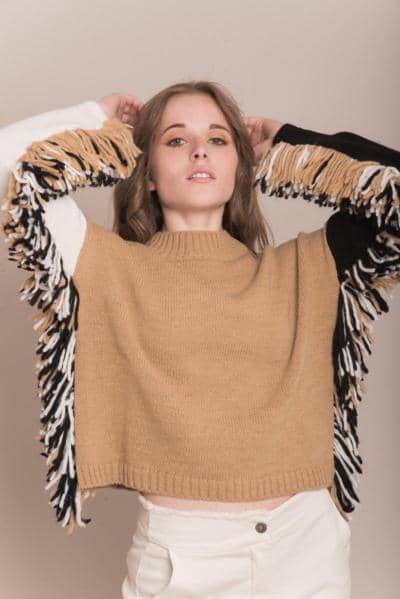 SLINE FASHION - Pullover mit Fransen 