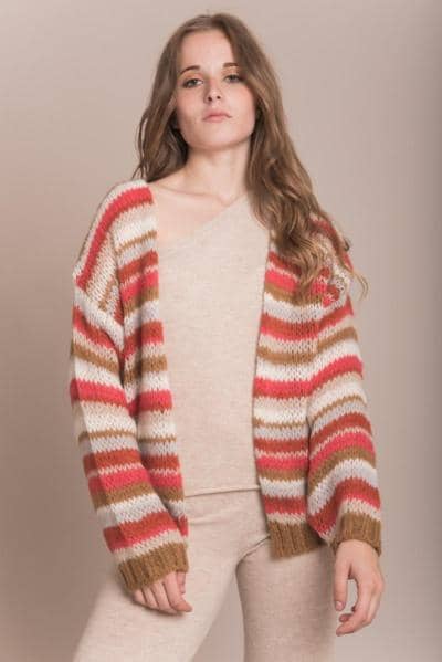 SLINE FASHION - Cardig listrado multicolorido 