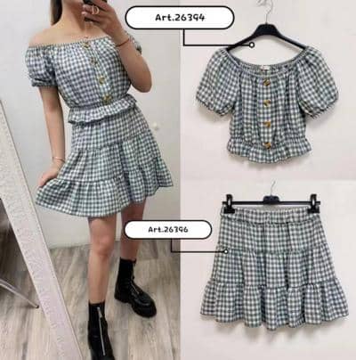 ZV PRONTOMODA - SET TOP E GONNA A QUADRI 