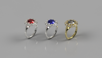 ABARIN - Anillo con halo de piedras preciosas 