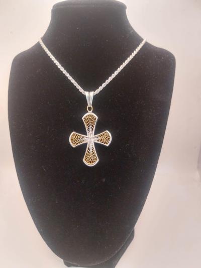 ABARIN - Ciondolo a croce in filigrana 