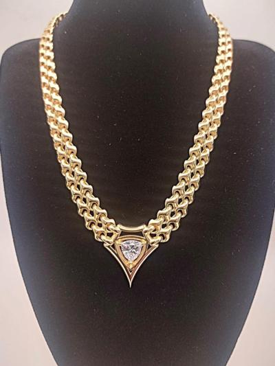 Collier italien en or avec pendentif diamant pour revendeurs