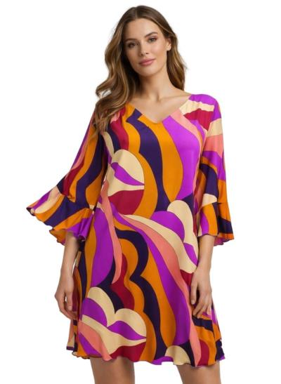Italian colorful abstract print dress for resellers wholesale