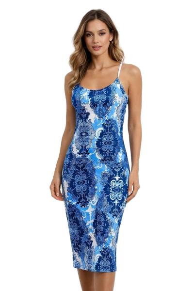 AGHÉ MARE - 181 Blue Print Midi Dress