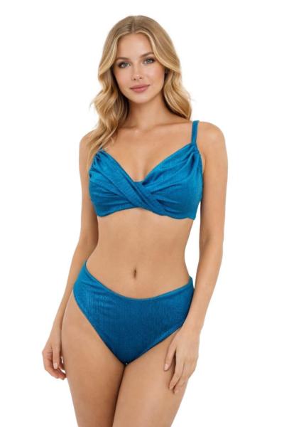AGHÉ MARE - Biquíni texturizado azul, tamanho 275 
