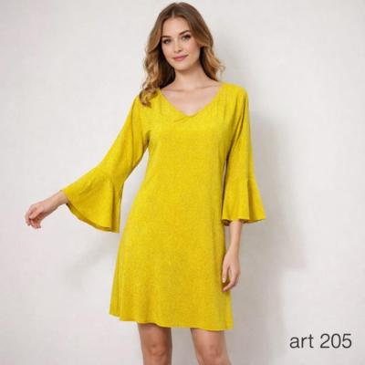 Italian yellow bell sleeve dress wholesale for resellers