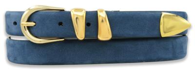 Italienischer blauer Wildledergürtel mit goldener Schnalle für Wiederverkäufer
