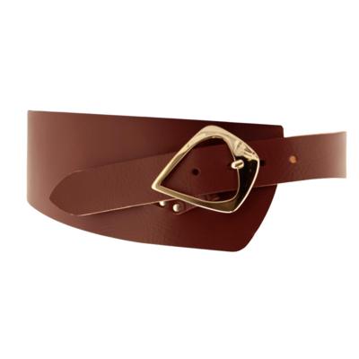ALTA MODA BELT - Cinturón ancho de piel color coñac 