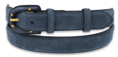 Blauer Wildledergürtel mit goldener Schnalle, Made in Italy für Händler