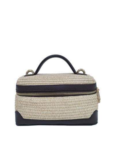 FLORENCE LEATHER - Bolsa de ráfia e couro 