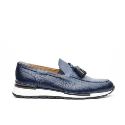 ANDREA NOBILE - Blue Croc Tassel Loafer