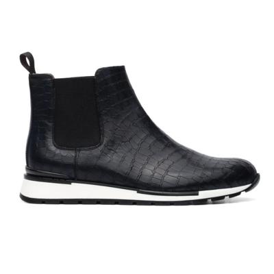 Italian black leather ankle boots for resellers with white sole