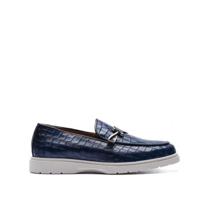 Italian blue crocodile pattern loafers for resellers