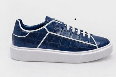 ARBITER - Sneaker blu con stampa coccodrillo 