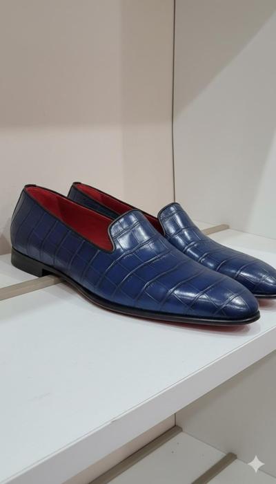 ARBITER - Blaue Loafer aus Krokodilleder 
