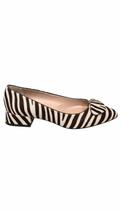 Scarpa donna tacco basso stampa zebra Made in Italy