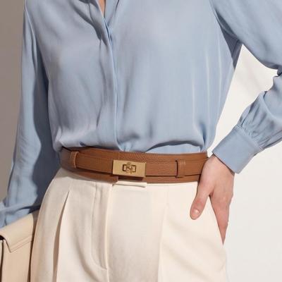 Italian leather belt with gold buckle for resellers