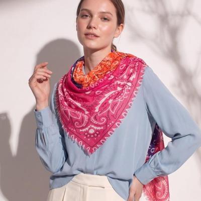 Italian paisley scarf for resellers vibrant pink and orange