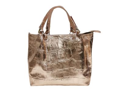 Italian metallic crocodile embossed handbag for resellers