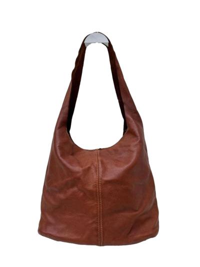 Brown leather shoulder bag made in Italy for resellers