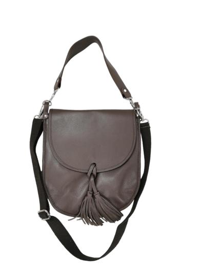 BAGOO e FI - Сумка с кисточками из серо-коричневой кожи 