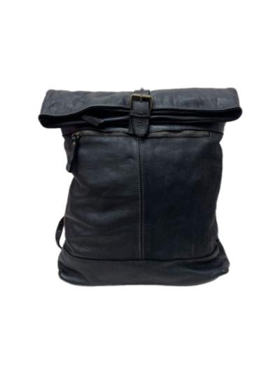 Black leather backpack made in Italy for resellers