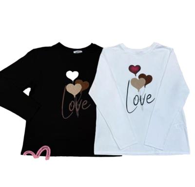 Camisetas italianas de manga larga con globos corazón para revendedores
