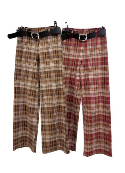 Italian wholesale plaid pants with belts for resellers
