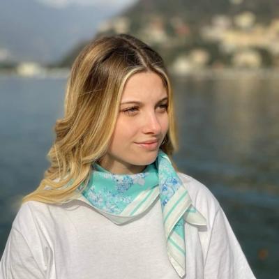 BEA ON THE LAKE - Aqua Floral Scarf