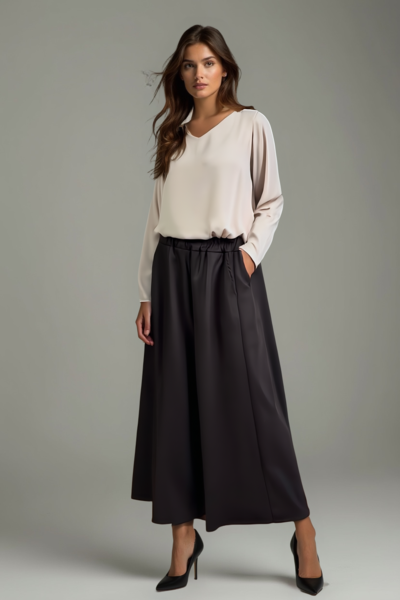 Pantaloni larghi eleganti Made in Italy per rivenditori, neri