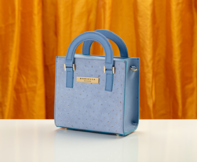 BORSELLA DESIGN - Mini borsa a tracolla blu con borchie 