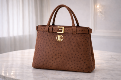 Brown Italian leather handbag for resellers, made in Italy