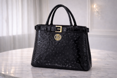 BORSELLA DESIGN - Bolsa tote preta brilhante 