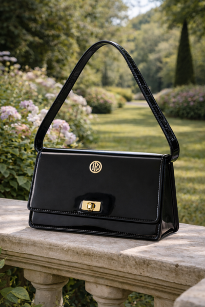 Bolso de cuero negro patentado hecho en Italia para revendedores