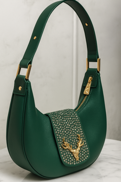 BORSELLA DESIGN - Emerald Embellished Shoulder Bag