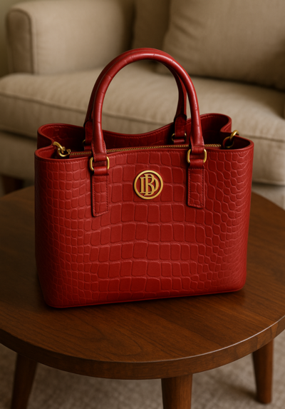 Красная итальянская кожаная сумка для реселлеров с золотой фурнитурой