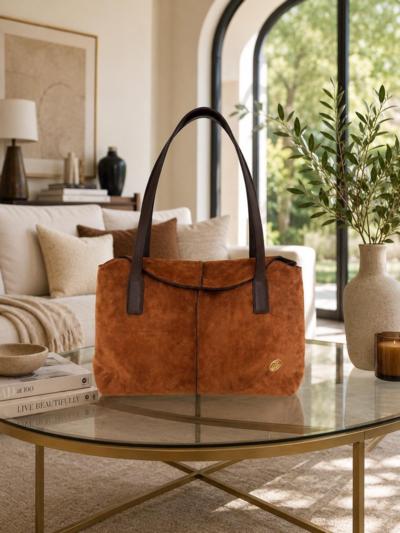 BORSELLA DESIGN - Suede Caramel Tote