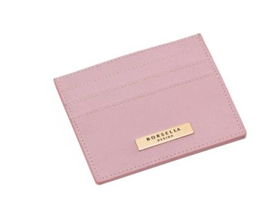 BORSELLA DESIGN - Porta-cartões em couro rosa 