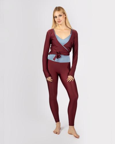 Abbigliamento fitness bordeaux e blu made in Italy all'ingrosso per rivenditori