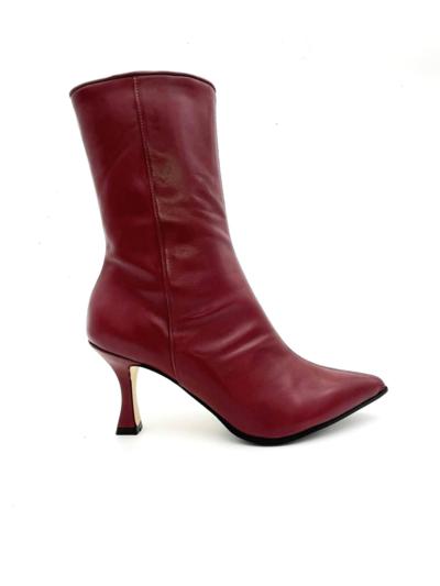 Made in Italy red leather high heel boots wholesale for resellers