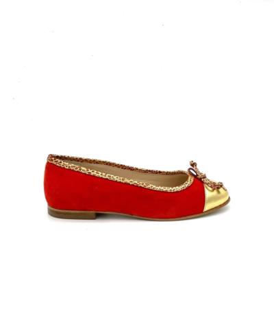 Italian red gold ballet flats for resellers
