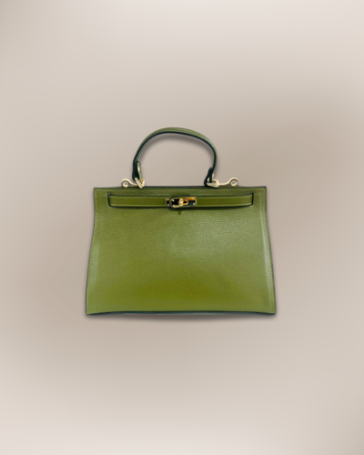 Зеленая кожаная сумка Made in Italy для перепродаж