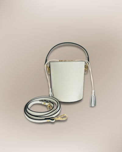 Итальянская белая кожаная сумка-бакет для оптовых продавцов