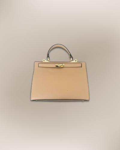 Итальянская бежевая кожаная сумка для реселлеров с золотой застежкой