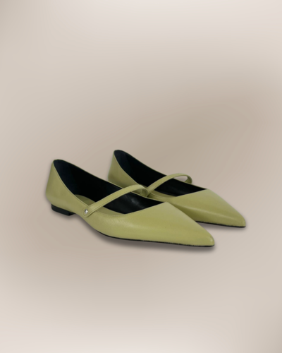 Made in Italy green leather flats for resellers