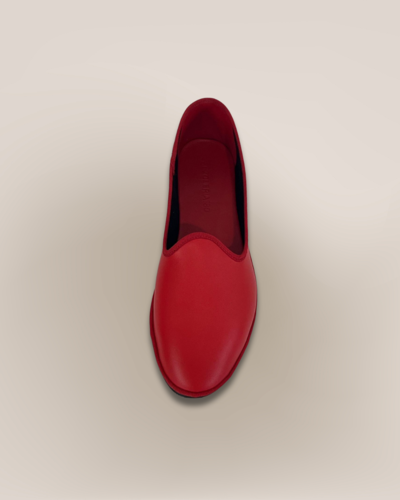 Red leather slippers made in Italy for resellers