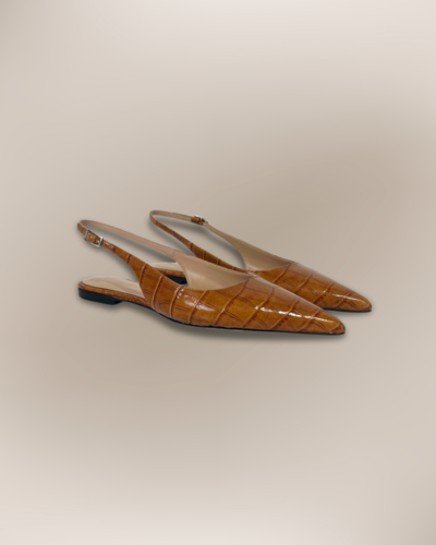 Italian leather slingback flats with crocodile pattern wholesale