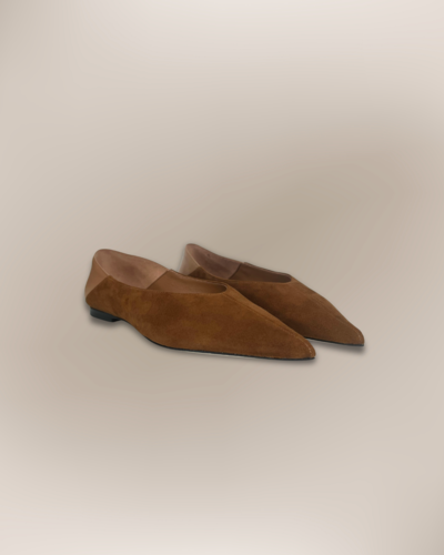 Zapatos planos de ante marrón italianos para revendedores