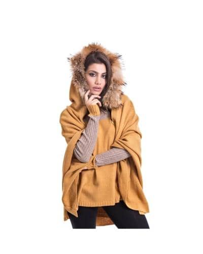 SOVRANO TRICOT - MANTELLA IN CASHMERE CON CAPPUCCIO 